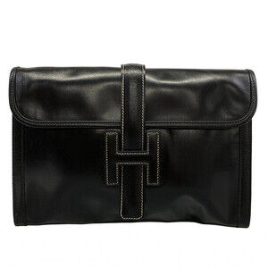 Hermes Black Box Calf Circle S Clutch #304917H12B